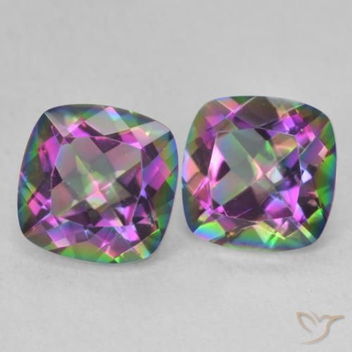 2.81 ctw Multicolor Mystic Quartz Stones, Natural Mystic Quartz in Cushion Cabochon Shape for Sale