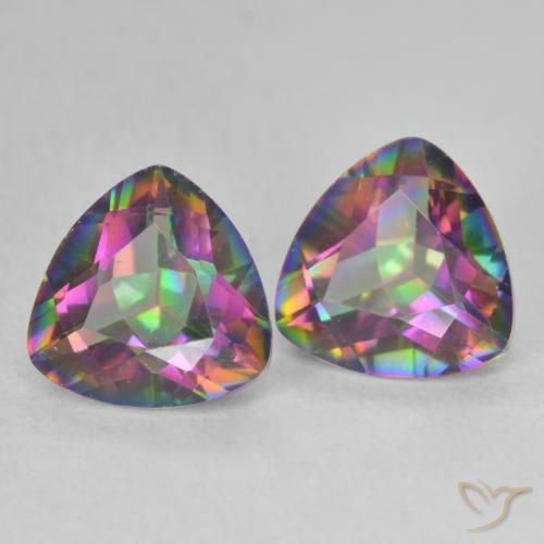 3.34 ctw Multicolor Mystic Quartz Stones, Natural Mystic Quartz in Trillion Facet Shape for Sale
