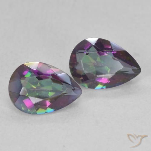1.26 ctw Multicolor Mystic Quartz Stones, Natural Mystic Quartz in Pear Facet Shape for Sale