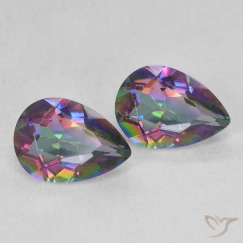 1.25 ctw Multicolor Mystic Quartz Stones, Natural Mystic Quartz in Pear Facet Shape for Sale