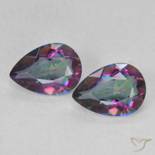 1.22 ctw Multicolor Mystic Quartz Gemstones, Mystic Quartz Gems in Pear Facet Shape for Sale.