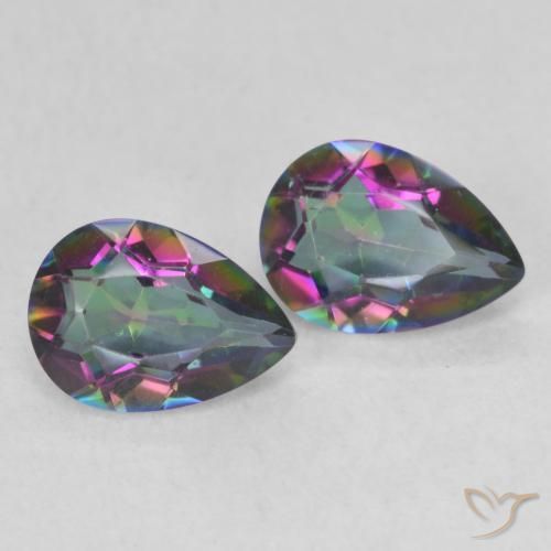 1.22 ctw Multicolor Mystic Quartz Stones, Natural Mystic Quartz in Pear Facet Shape for Sale