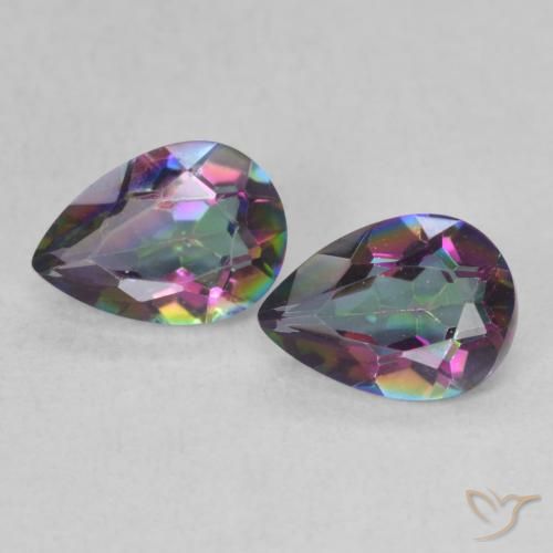 1.24 ctw Multicolor Mystic Quartz Gemstones, Mystic Quartz Gems in Pear Facet Shape for Sale.