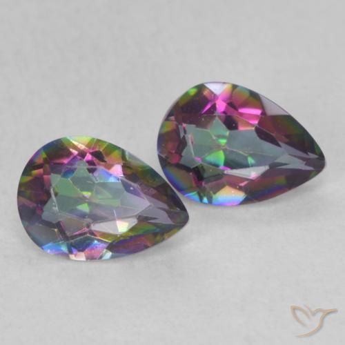 1.24 ctw Multicolor Mystic Quartz Stones, Natural Mystic Quartz in Pear Facet Shape for Sale