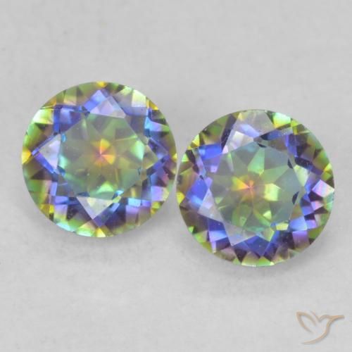 0.90 ctw Multicolor Mystic Quartz Gemstones, Mystic Quartz Gems in Round Facet Shape for Sale.