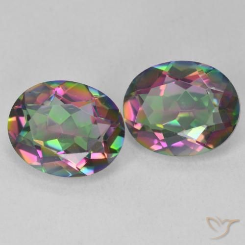 5.93 ctw Multicolor Mystic Quartz Stones, Natural Mystic Quartz in Oval Facet Shape for Sale