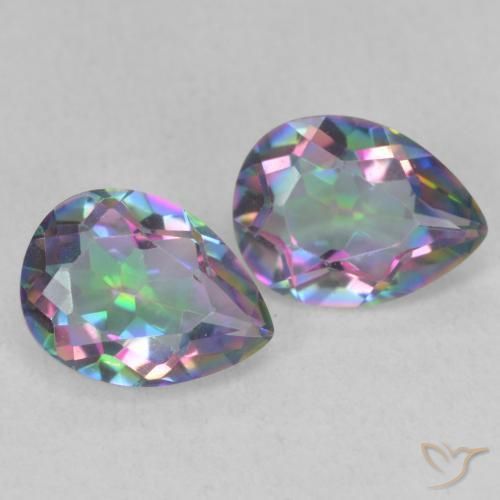 2.09 ctw Multicolor Mystic Quartz Stones, Natural Mystic Quartz in Pear Facet Shape for Sale