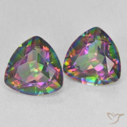 2.17 ctw Multicolor Mystic Quartz Stones, Natural Mystic Quartz in Trillion Facet Shape for Sale