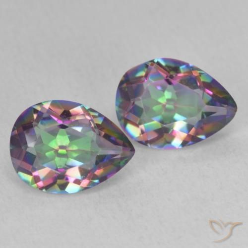 2.19 ctw Multicolor Mystic Quartz Stones, Natural Mystic Quartz in Pear Facet Shape for Sale