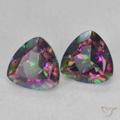 1.42 ctw Multicolor Mystic Quartz Stones, Natural Mystic Quartz in Trillion Facet Shape for Sale