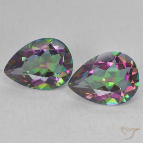 2.12 ctw Multicolor Mystic Quartz Gemstones, Mystic Quartz Gems in Pear Facet Shape for Sale.