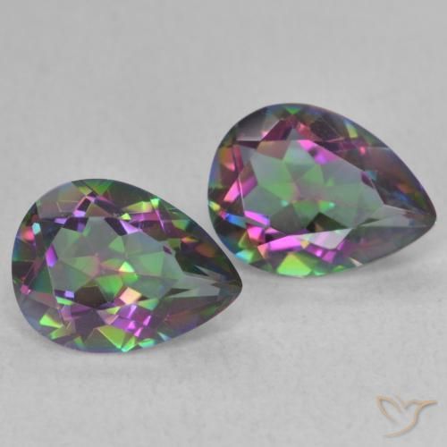 2.12 ctw Multicolor Mystic Quartz Stones, Natural Mystic Quartz in Pear Facet Shape for Sale