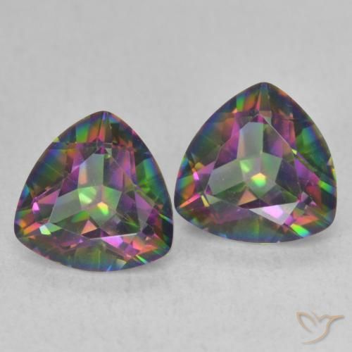 2.21 ctw Multicolor Mystic Quartz Stones, Natural Mystic Quartz in Trillion Facet Shape for Sale