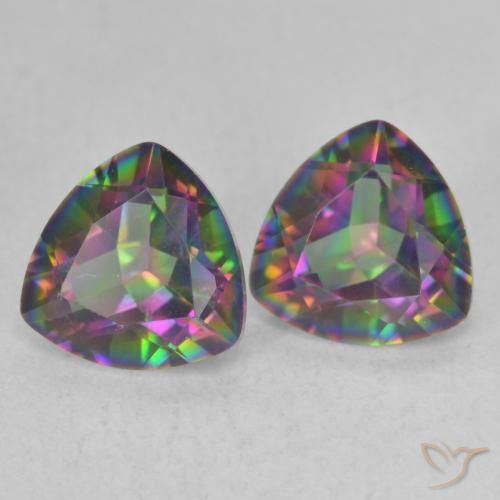 2.20 ctw Multicolor Mystic Quartz Stones, Natural Mystic Quartz in Trillion Facet Shape for Sale