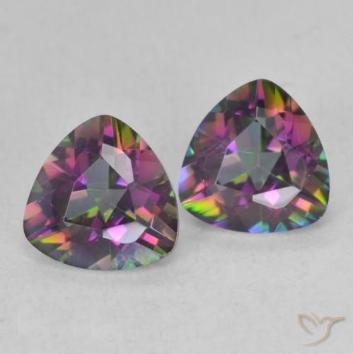 1.38 ctw Multicolor Mystic Quartz Stones, Natural Mystic Quartz in Trillion Facet Shape for Sale