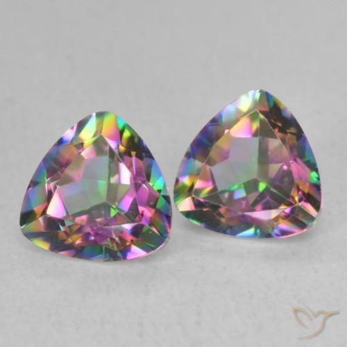 1.53 ctw Multicolor Mystic Quartz Stones, Natural Mystic Quartz in Trillion Facet Shape for Sale