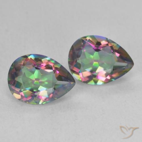 2.27 ctw Multicolor Mystic Quartz Stones, Natural Mystic Quartz in Pear Facet Shape for Sale