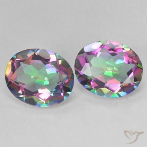 6.11 ctw Multicolor Mystic Quartz Stones, Natural Mystic Quartz in Oval Facet Shape for Sale