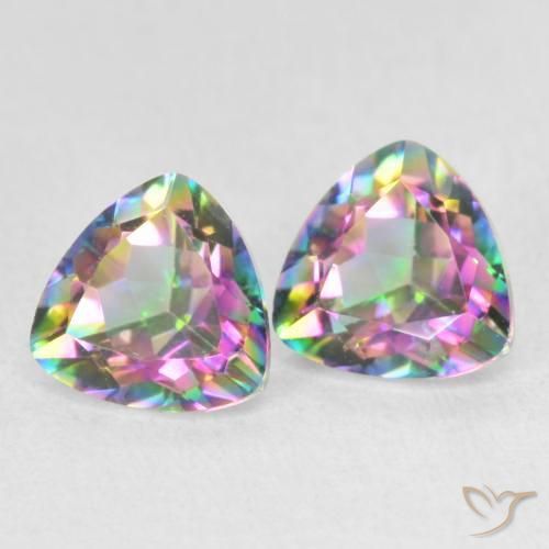 1.48 ctw Multicolor Mystic Quartz Stones, Natural Mystic Quartz in Trillion Facet Shape for Sale