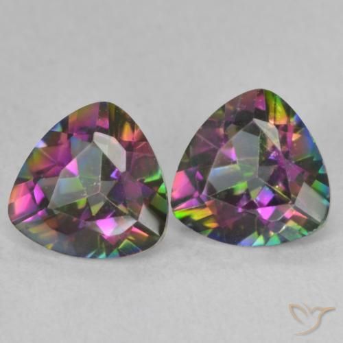 1.41 ctw Multicolor Mystic Quartz Stones, Natural Mystic Quartz in Trillion Facet Shape for Sale