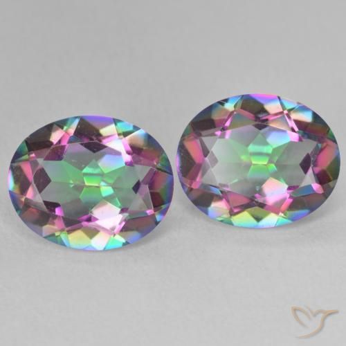 6.02 ctw Multicolor Mystic Quartz Stones, Natural Mystic Quartz in Oval Facet Shape for Sale