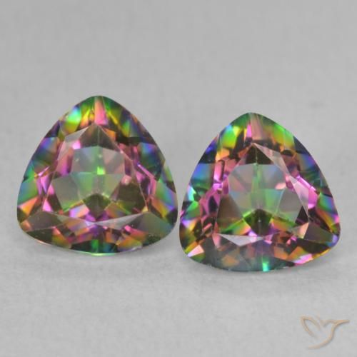 1.47ctw Natural Multicolor Mystic Quartz, Trillion, VVS-VS