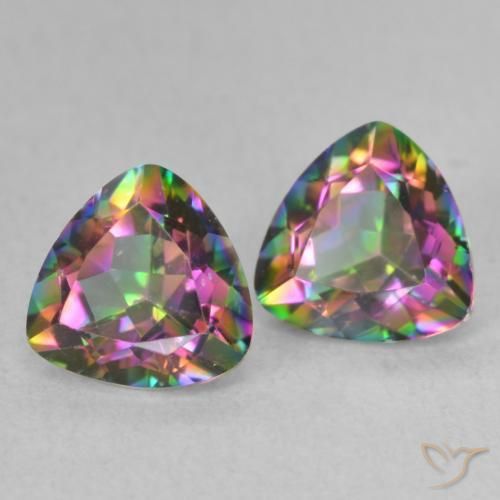 1.47 ctw Multicolor Mystic Quartz Stones, Natural Mystic Quartz in Trillion Facet Shape for Sale