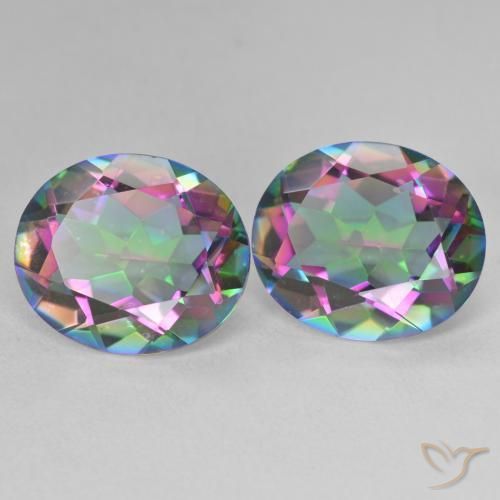 10.86 ctw Multicolor Mystic Quartz Stones, Natural Mystic Quartz in Oval Facet Shape for Sale