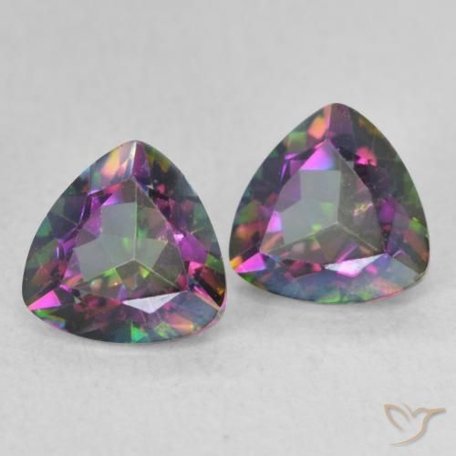 1.51 ctw Multicolor Mystic Quartz Stones, Natural Mystic Quartz in Trillion Facet Shape for Sale