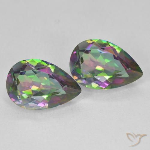 5.87 ctw Multicolor Mystic Quartz Stones, Natural Mystic Quartz in Pear Facet Shape for Sale