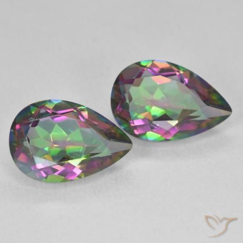 5.93 ctw Multicolor Mystic Quartz Stones, Natural Mystic Quartz in Pear Facet Shape for Sale
