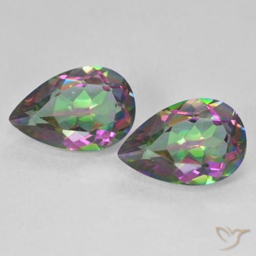 5.95 ctw Multicolor Mystic Quartz Gemstones, Mystic Quartz Gems in Pear Facet Shape for Sale.