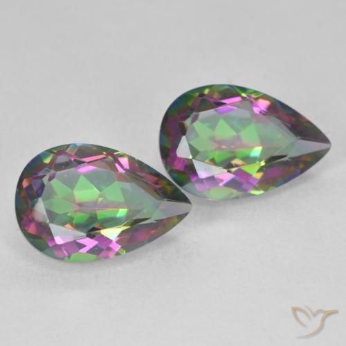 5.95 ctw Multicolor Mystic Quartz Stones, Natural Mystic Quartz in Pear Facet Shape for Sale