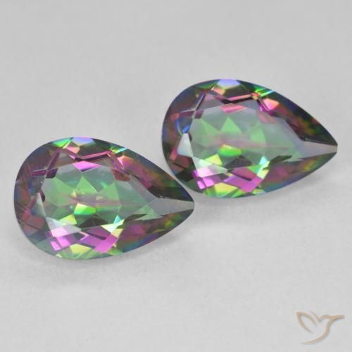 5.81 ctw Multicolor Mystic Quartz Stones, Natural Mystic Quartz in Pear Facet Shape for Sale