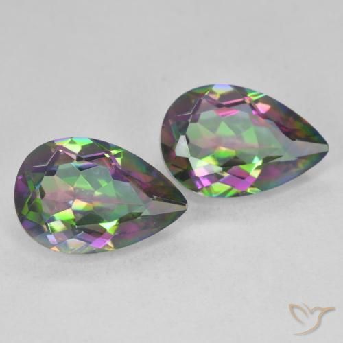 5.78 ctw Multicolor Mystic Quartz Stones, Natural Mystic Quartz in Pear Facet Shape for Sale
