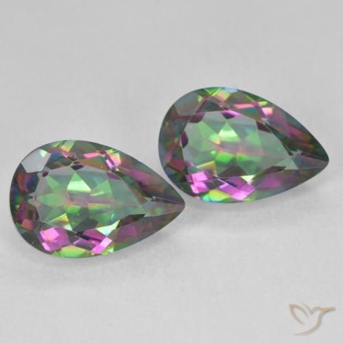 6.09 ctw Multicolor Mystic Quartz Stones, Natural Mystic Quartz in Pear Facet Shape for Sale