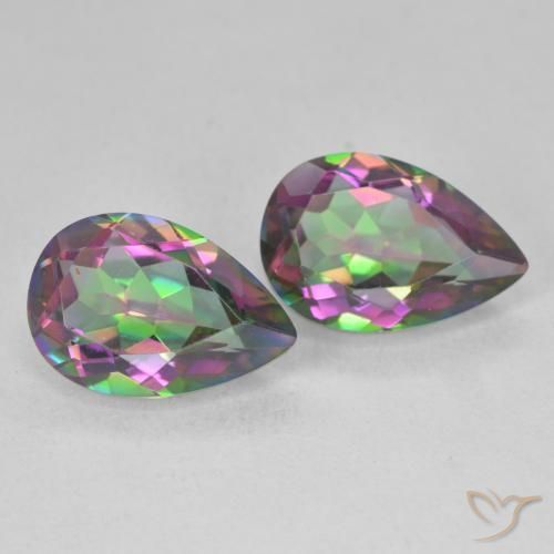 5.95 ctw Multicolor Mystic Quartz Stones, Natural Mystic Quartz in Pear Facet Shape for Sale