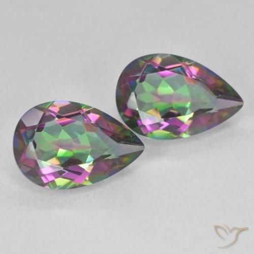 5.82 ctw Multicolor Mystic Quartz Stones, Natural Mystic Quartz in Pear Facet Shape for Sale