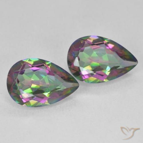 5.79 ctw Multicolor Mystic Quartz Stones, Natural Mystic Quartz in Pear Facet Shape for Sale