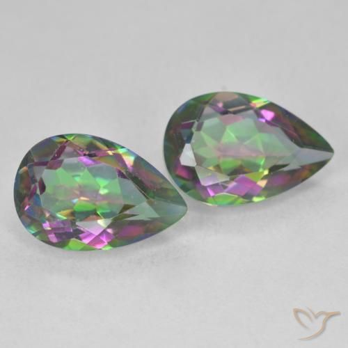 6.02 ctw Multicolor Mystic Quartz Stones, Natural Mystic Quartz in Pear Facet Shape for Sale