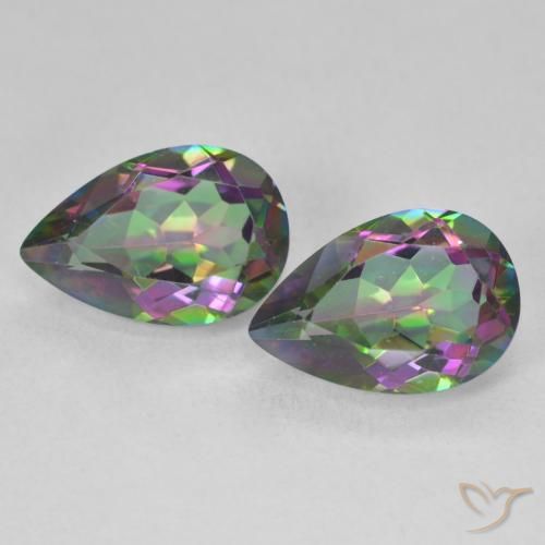 6.03 ctw Multicolor Mystic Quartz Gemstones, Mystic Quartz Gems in Pear Facet Shape for Sale.