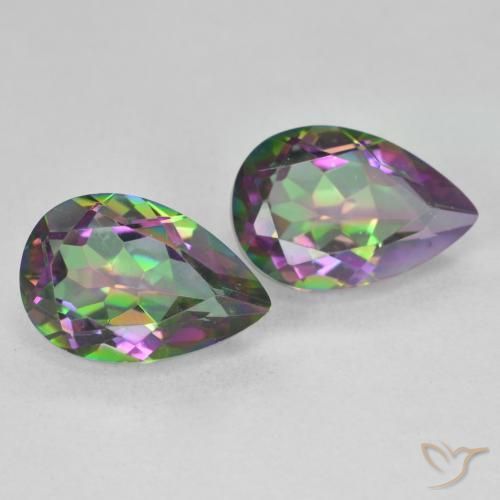 6.03 ctw Multicolor Mystic Quartz Stones, Natural Mystic Quartz in Pear Facet Shape for Sale