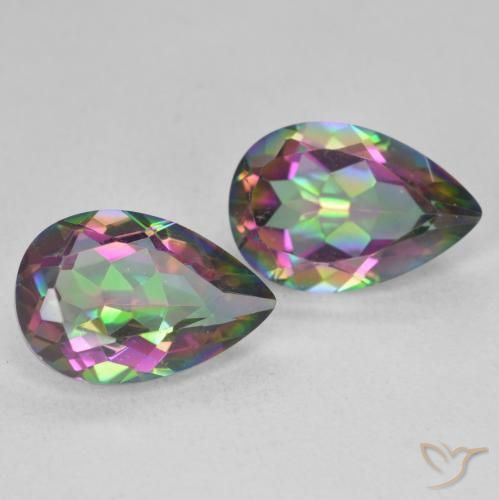5.73 ctw Multicolor Mystic Quartz Stones, Natural Mystic Quartz in Pear Facet Shape for Sale