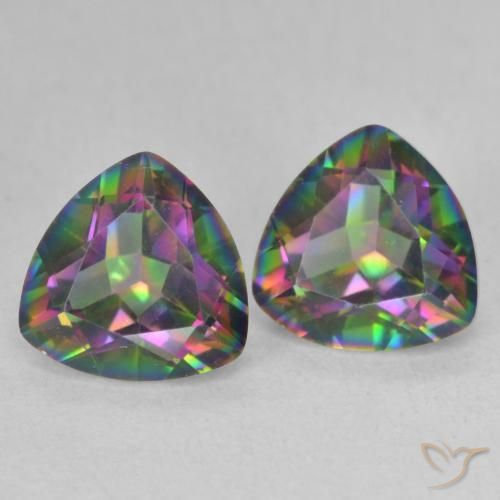 2.24 ctw Multicolor Mystic Quartz Stones, Natural Mystic Quartz in Trillion Facet Shape for Sale