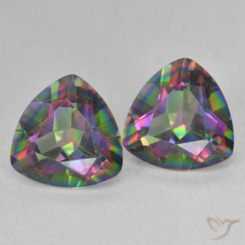 2.26 ctw Multicolor Mystic Quartz Stones, Natural Mystic Quartz in Trillion Facet Shape for Sale