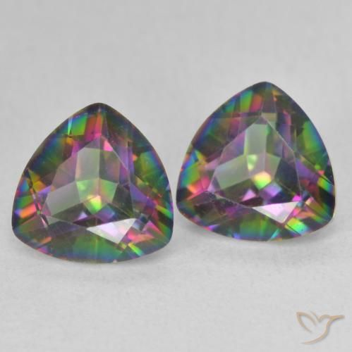 2.29 ctw Multicolor Mystic Quartz Stones, Natural Mystic Quartz in Trillion Facet Shape for Sale