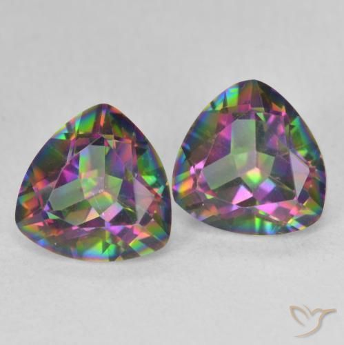 2.21 ctw Multicolor Mystic Quartz Stones, Natural Mystic Quartz in Trillion Facet Shape for Sale