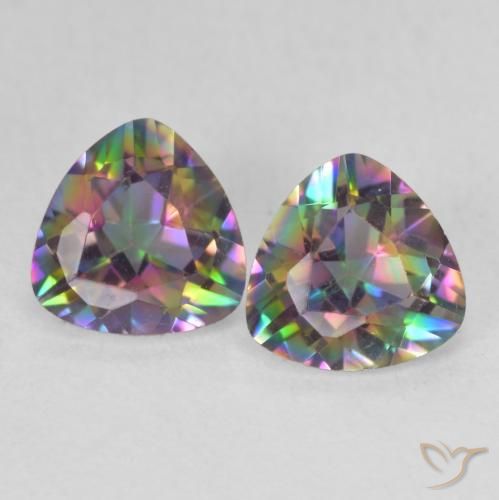 1.35 ctw Multicolor Mystic Quartz Stones, Natural Mystic Quartz in Trillion Facet Shape for Sale