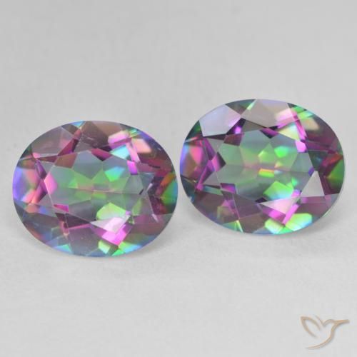 6.87 ctw Multicolor Mystic Quartz Stones, Natural Mystic Quartz in Oval Facet Shape for Sale