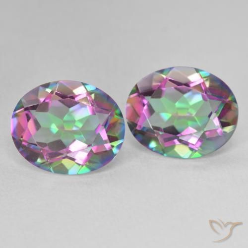 6.41 ctw Multicolor Mystic Quartz Stones, Natural Mystic Quartz in Oval Facet Shape for Sale